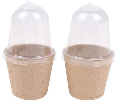 Ucuse Lot de 5 pots de tourbe biodégradables avec couvercle transparent en PET pour semis, germination, culture de jardin, serre, agriculture, fournitures de plantation