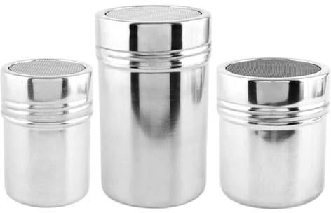 Espolvoreador de Azúcar Glasé - Dispensador De Azúcar Y Canela Para Repostería | 3 Piezas De Acero Inoxidable Para Cocina Restaurantes Panaderías Food Trucks Picnic