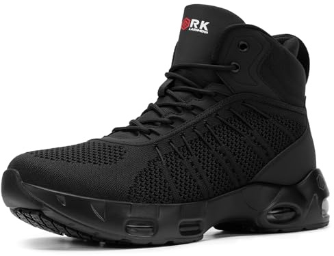 LARNMERN Chaussure de Cuisine Homme Antidérapante Bottes de Travail Moto Homme Chaussures Antidérapante Randonnée Bottes Agent de Sécurité Mode de Rue et Loisirs,Noir 46 EU