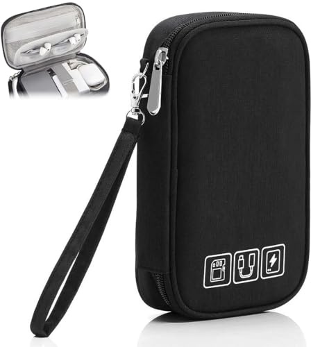 UIEXAY Borsa Per Cavi, Universale, Organizer Per Cavi, Organizer Cavi Da Viaggio, Impermeabile, Accessorio Da Viaggio Per Usb, Power Bank, Scheda Sd, Cavo Di Ricarica, Nero