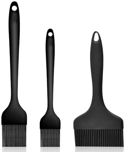 3 Brochas Pincel Silicona Cocina, sin BPA Silicona Repostería para Aplicar Aceite, Salsas y Adobos, Aptas para Hornear, Barbacoa, Pastelería y Cocina, 3 Tamaños (Grande y Pequeño)