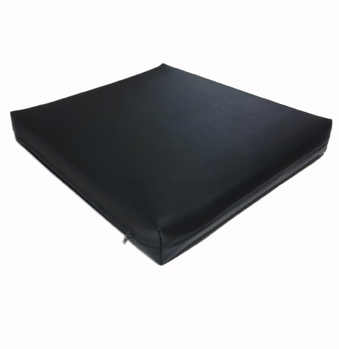 Dibapur ® Rollstuhlkissen Chefsessel ca.45 cm x 45 cm x 5 cm/Schwarzen Kunstleder Bezug (Flamm hemmend) Visco Sitzkissen Viscoelastische Antidekubitus