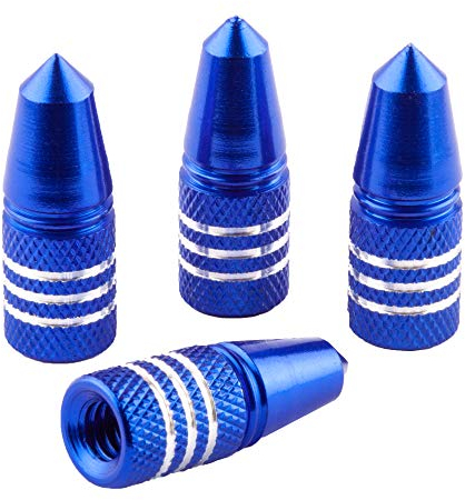 Bike Bits Presta Valve Caps - Use On Presta/French Valves (4 Pack) (Blue, Rocket)