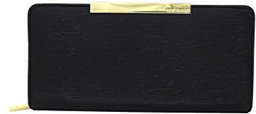 Ted Baker Geldbörse aus schwarzem strukturiertem Leder, goldfarbene Metallic-Bar mit Geschenkbox, Schwarz , Clutch