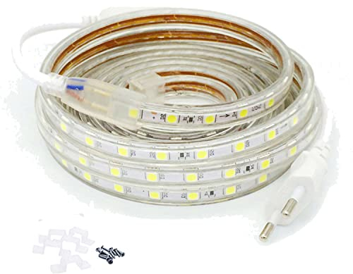 FOLGEMIR 20m Kalt Weiß LED Band, 220V 230V Lichtleiste, 60 Leds/m Strip, IP65 Lichtschlauch, milde Hintergrundbeleuchtung