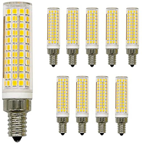 JZlamp BA15D E11 E12 E14 Dimmable LED Lumières Mini 136 LED Céramique Ampoules De Maïs 15W Remplacer 150W Lampes Halogène 220V pour Lustre À La Maison (10pcs),Warm White,E12