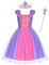 ACWOO Costume Enfant Fille, Costume Princesse Raiponce avec Baguette et Couronne, Tulle Maxi Noël Carnaval Cosplay Robe de Soirée, Reconstitution Historique