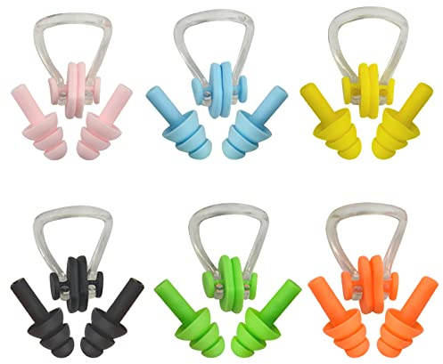 XINMEIWEN 6Sets Silicone Nose Plugs Swimming Nose Clips Earplugs Ear and Nose Protector Suitable for Kids and Adults