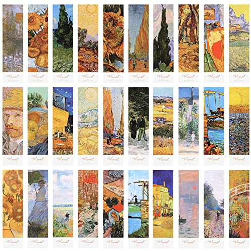 AVECMOI Van Gogh Oil Paintings Art Bookmarks, 30 Stück Vintage-Lesezeichen aus Papier für Buchliebhaber, Lehrer, Studenten, Freunde, Frauen, Männer