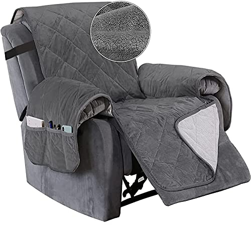 TAIXINT Sesselschoner für Fernsehsessel Relaxsessel,Relaxsessel mit Taschen Sesselauflage Sesselüberwurf, Wasserdicht Sesselschutz für Hunde Haustieren (Sessel (23in),Grau)