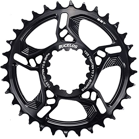 BUCKLOS Mountain Bike Chainring 32T 34T 36T 38T Single Speed 3-Bolt 7075 CNC Aluminium MTB Narrow Wide Ultralight Chainring for SRAM GX NX SX X3 X4 X7 X01 XX1