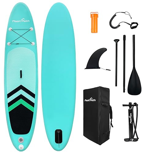 Peakpath Inflatable Stand Up Paddle Board (6’’ Thick) with Premium SUP Accessories&Bag,Bottom Fin for Paddling,Surf Control,Non-Slip Deck,Leash,Paddle and Two-Way Hand Pump|Youth&Adult Standing Boat