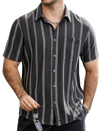 VATPAVE Mens Button Down Short Sleeve Shirt Summer Shirts 3XL Dark Gray