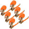 VIDETOL 6 Stück Spanngurte mit Ratsche und Haken, 5 m Zurrgurt mit 25mm Breite, Orange Ratschengurt Anhänger, Gepäck und Feste Ladung