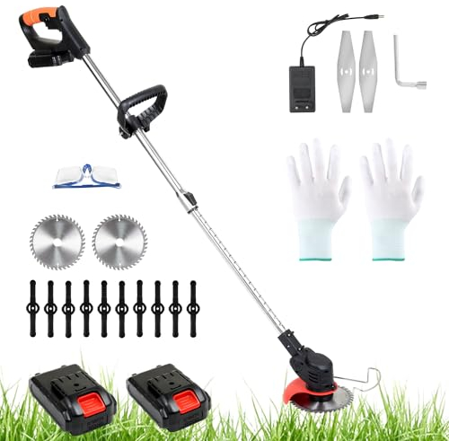 Eulenke Akku-Rasentrimmer, Rasenkantenschneider (inkl. 2X 1.5Ah Akkus und Ladegerät), 2-in-1 Funktion Rasentrimmer, 18.000 U/min, 24V, Kantenschneider