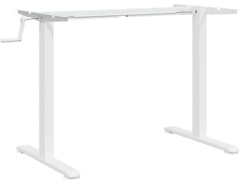 vidaXL Cadre de Bureau Debout, Pieds de Bureau avec Hauteur Réglable, Cadre de Table avec Poignée Tournante Intérieur, Blanc Acier