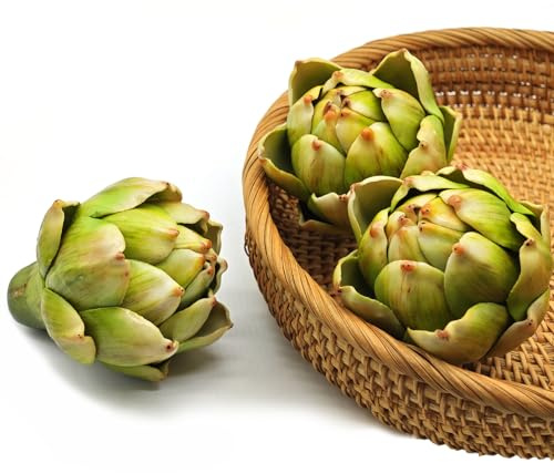 SwirlColor Fake Fruit, 3Pcs Artificial Artichoke Plastic Fruits Realistic Looking Artificial Fruits for Home Kitchen Party Decoration - Green