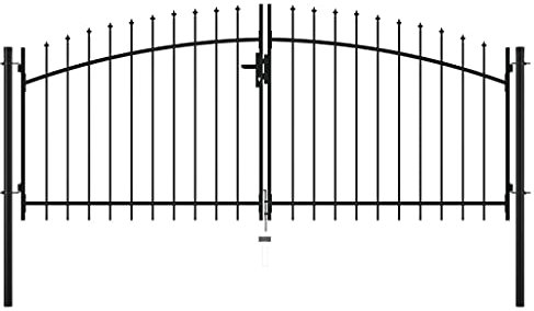 Somanki Doppelflügel-Gartentor, Gartentür, Gartenpforte Gaten, Doppelflügeltor, Einfahrtstor, mit Speerspitzen 300 x 150 cm