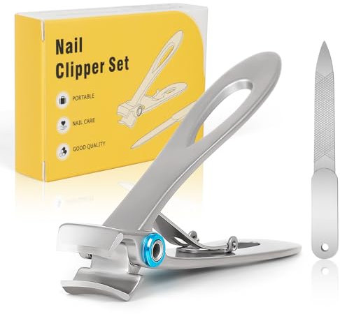 Tagliaunghie Piedi per unghie spesse con apertura ampia di 16,7 mm, lima inclusa, robusto tagliaunghie in acciaio inossidabile affilato per uomini, donne, anziani, unghie dure e spesse