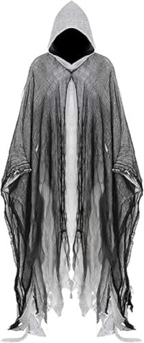 cutecool Halloween Geister Umhang Halloween Umhang Mit Kapuze 2025 Neu Halloween Umhang Halloween Geister Kostüm Erwachsene Sensenmann Kostüm Gruselige Aktivitäten Cosplay Kostüm Für Herren Damen
