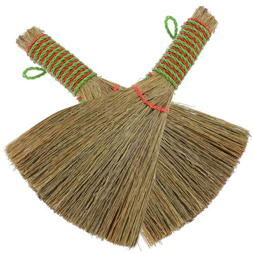 TOKIDNY 2pcs Small Straw Broom Desktop Duster Short Handle Cleaning Brooms for Home and Office Desk Dust Removal Kitchen Cleaning Tool