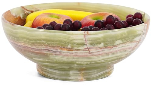 Frutero de mármol para encimera de cocina, ónix verde de 10 pulgadas, plato de frutas hecho a mano, cuenco ideal para decoración del hogar, mesa de entrada, cuencos decorativos modernos