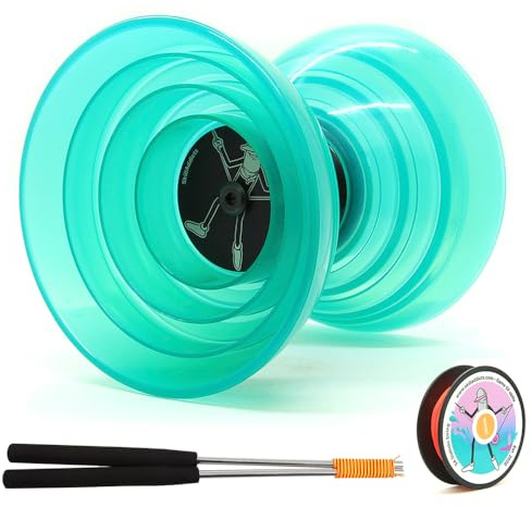 Skill Addicts Fast Diabolo Set - Pinnar, Snöre & Diabolo App | Komplett diabolo set med pinnar, snören & SkillAddicts diabolo-app. För barn, vuxna, nybörjare & proffs
