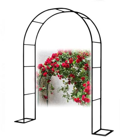 HFVUYAR Arco de jardín con Estructura de Acero, Resistente, para Rosas trepadoras, de 120 a 350 cm de Ancho, Ideal para Bodas, Color Negro, Blanco y Verde (Color: Negro, tamaño: 350 x 220 x 25 cm)