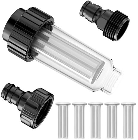 Absyrony Filtro Irrigazione, Filtro Acqua Camper, Filtri per Acqua per Idropulitrice, Set di Filtri per Acqua con Inserto Filtro, Prefiltro Tubo Pompa Acqua da Giardino Trasparente 3/4