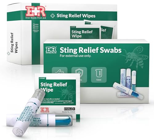 Sting Relief Pads & Ampules – Bug Bite Itch Relief with 6% Benzocaine & 1% Menthol for Pain, Itching, Insect Bite and Mosquito Bite Treatment – 10 Each, Bundle Kit