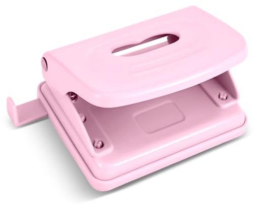 2 Hole Paper Punch,Metal Blue Two-Hole Punch,2 Holes Puncher for File Folder,Adjustable Manual Paper Puncher Office Punchers for A4/A5/B5 Looseleaf Book and Home Supplies(Fruit Pink)