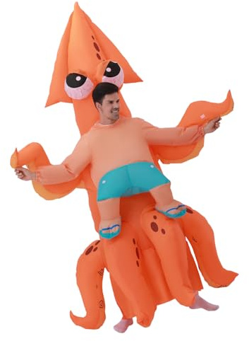 FXICH Disfraz inflable para adultos, disfraces inflables para mujeres y hombres, disfraz inflable de pulpo de cuerpo completo, disfraz divertido de pulpo para Halloween