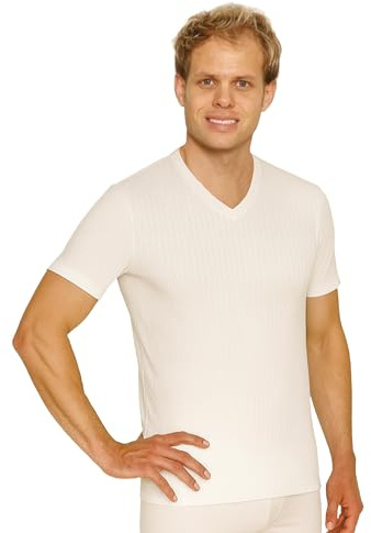 Octave Mens Thermal Underwear Short Sleeve 'V'-Neck T-Shirt/Vest/Top (UK, Alpha, M, Regular, Regular, White, 1 Pack)