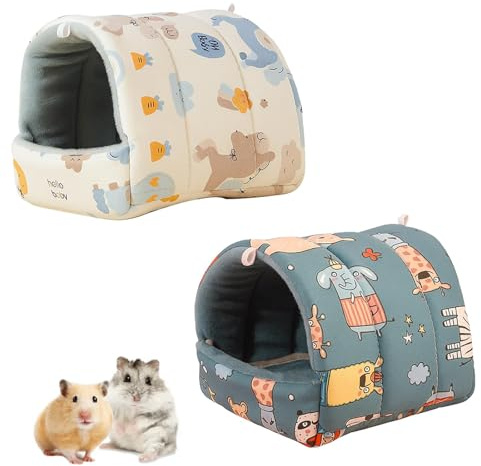 2 Pcs Guinea Pig Bed, 8*8 Cm Hamster Guinea Pig House, Pig Beds, Guinea Pig Accessories Suitable for Use As A Sleeping Spot, Hiding Place or Cage Decoration Accessory, Easy to Clean and Portable