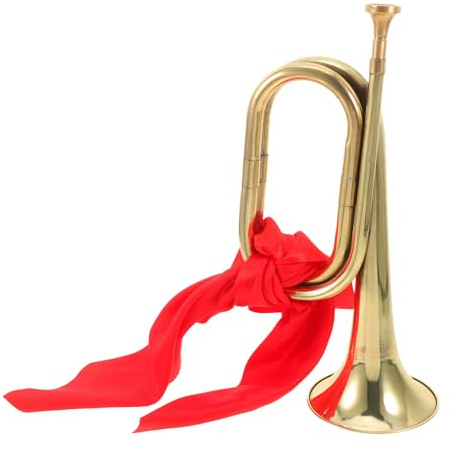 Hemobllo Brass Trumpet Wind Instrument Bugle 12-Inch Lightweight Professional Musical Horn for Beginners Students and Ceremonial Use