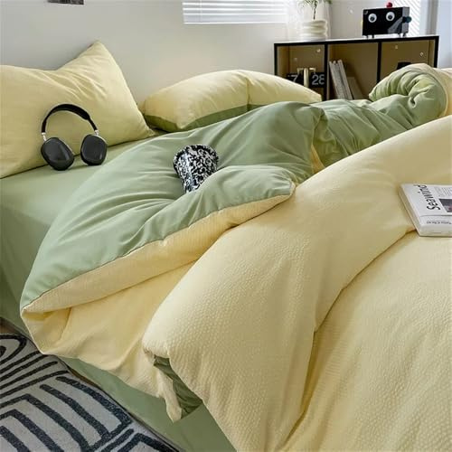 Bubble Cotton Bedding Sets Washed Cotton Breathable Skin Friendly Comforter Cover Sets Jacquard Single Bed Linens,4,1.5m 4pcs Set