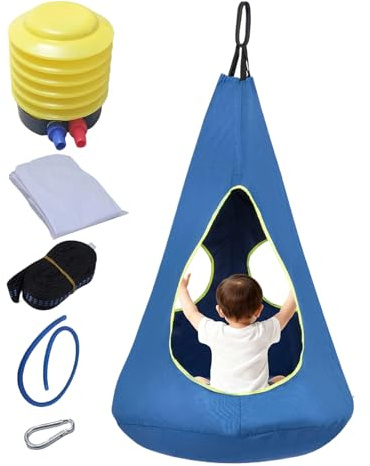 Seggiolino oscillante per bambini, 135 cm con cuscino, amaca multifunzionale da 150 kg, confortevole, regolabile, traspirante, per giardino, patio, balcone, prato, camera da