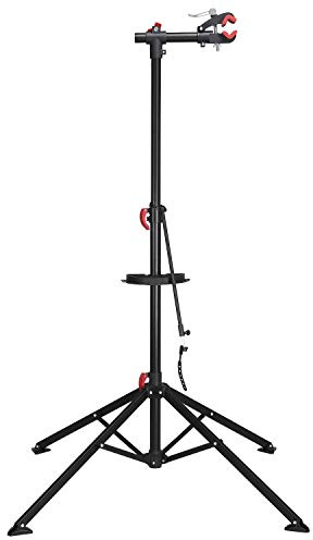 Yaheetech Adjustable Height Bicycle Workstand Folding Bike Repair Maintenance Mechanic Bicycle Stand Rack with Four Legs, 108.5-188.5 cm, Black