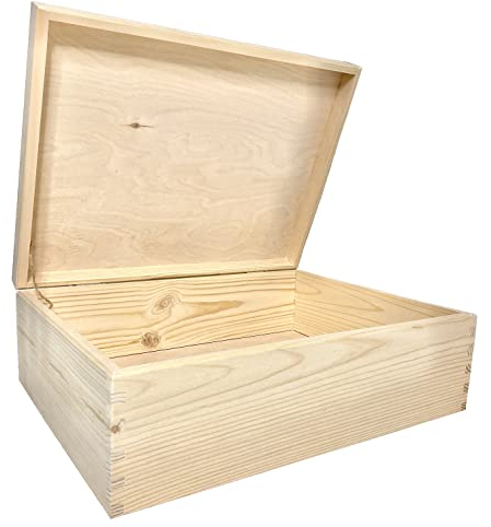 WoodGall Holzkiste mit Deckel groß 40×30×13cm – Aufbewahrungsbox Holz mit Deckel zu Hause – Holzbox Kiefer Natur für DIY – Spielzeug Kiste Holz – Idee für eine Geschenkbox
