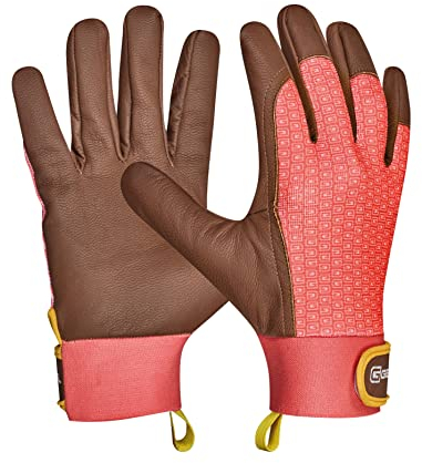 Gebol Lonicera, 1 Paar Gartenhandschuhe aus Ziegenleder & Stretch-Spandex, Arbeitshandschuhe für Sträucherschnitt, Klettverschluss, für Kinder, Gr. XXS/5