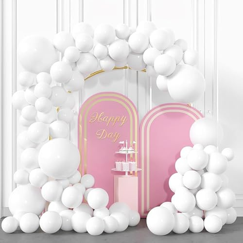 Palloncino bianco BIQIQI 113 pezzi ghirlanda di palloncini di Baudruche, palloncini bianchi perlati per decorazioni per feste di baby shower compleanno celebrazione Natale (Latte Bianco)