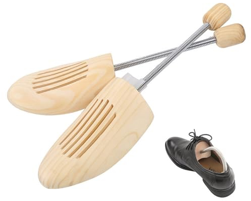 Docache Schuhspanner Holz, Extrastark Schuhdehner, Shoe Tree Mit Stahlfeder, Schuhknickschützer aus Naturholz, für Alle Schuhe, Knickschutz, Schuhstrecker atmungsaktiv (41-42, 1)