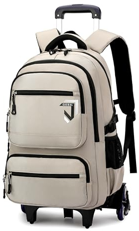 Rolling Backpack for Boys Backpack with Wheels Roller Laptop School Bag Trolley Bookbag