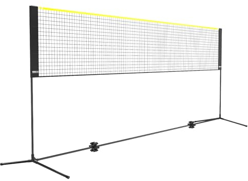 VEVOR Badmintonnetz, höhenverstellbares Volleyballnetz, 420 x 155 x 103 cm Faltbares Pickleballnetz, Tragbares Tennisnetz-Set mit Stangen, Ständer und Tragetasche, im Garten, Drinnen & Draußen