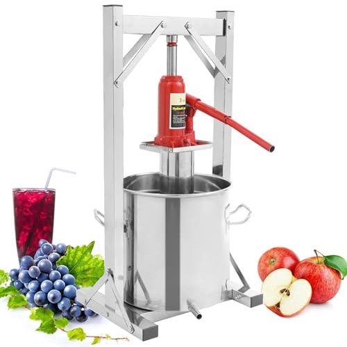 guoyjmm Pressoir à Fruits Hydraulique, Presse à vin en Acier Inoxydable 12/22 L, Presse à vin Manuelle pour Fruits et Vins, Presse Hydraulique pour Presser Le Vin de Riz, Le Miel, Les Légumes,12L