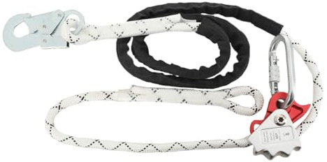 CDZHLTG 2M Corde de Sécurité Extérieure, Cordon Réglable Harnais de Sécurité avec Ajusteur de Mousqueton, Lanière Réglable Protection Contre les Chutes 13mm