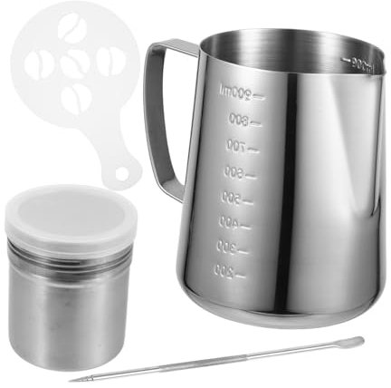 MUCKLILY 1Juego Jarra Inoxidable Espumar Leche y Latte de Usar y Limpiar Compatible con Cafeteras de Inducción