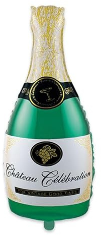 Pallone a forma di BOTTIGLIA di CHAMPAGNE spumante - 51x100cm - PALLONCINO in foil mylar con Valvola Auto bloccante - ideale per festa natale capodanno