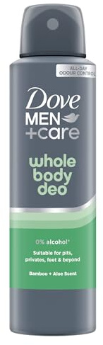 Dove Men+Care Bamboo & Aloe Whole Body Deodorant Spray 0% aluminium and alcohol-free aerosol for all-day odour control 150 ml