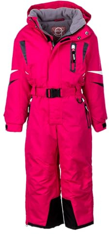 Golder Kinder Skianzug Jungen mit Kapuze Winddichter Schneeoverall Mädchen Wasserdichter Schneeanzug (PINK, 134-140)